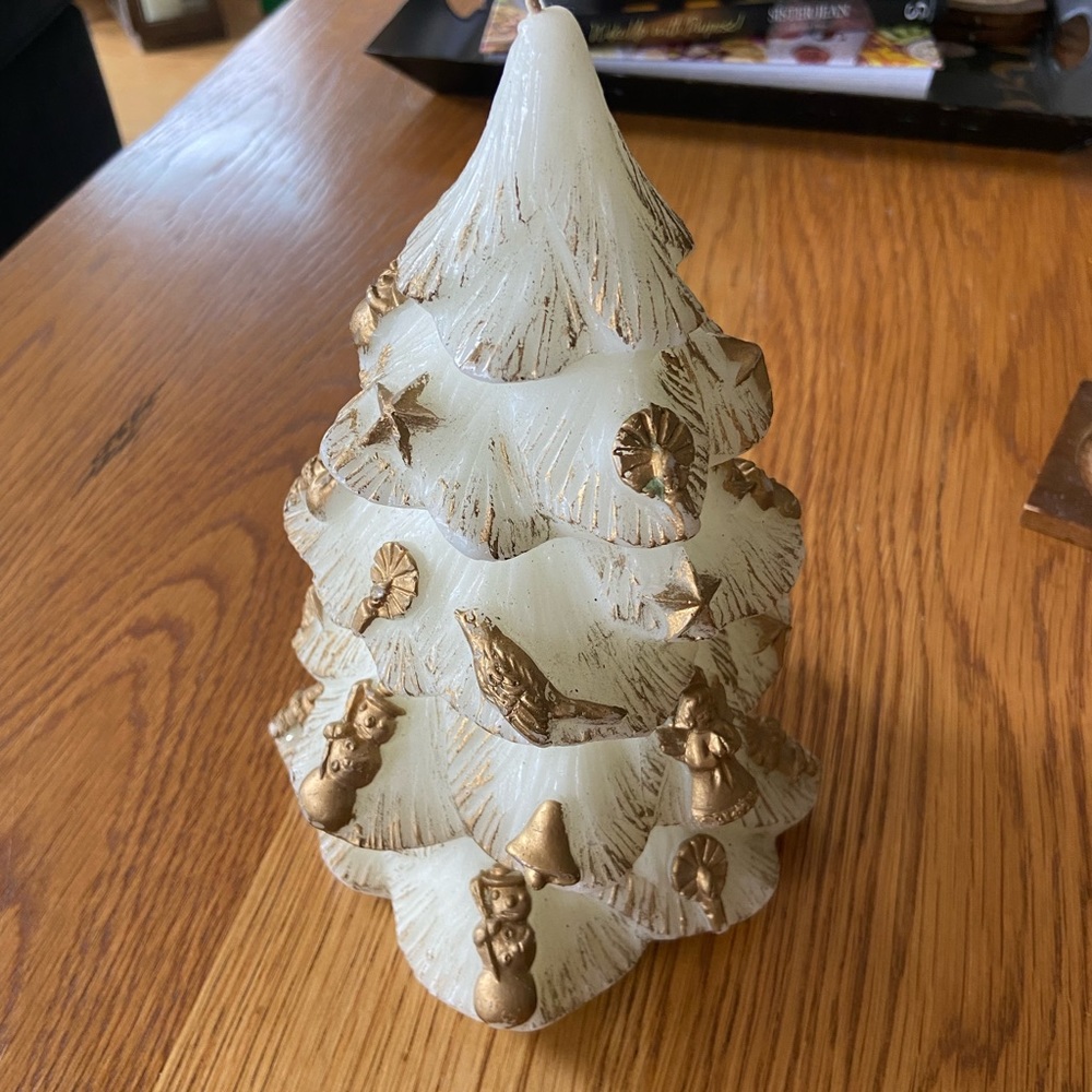 Vintage White & Gold Christmas Candle